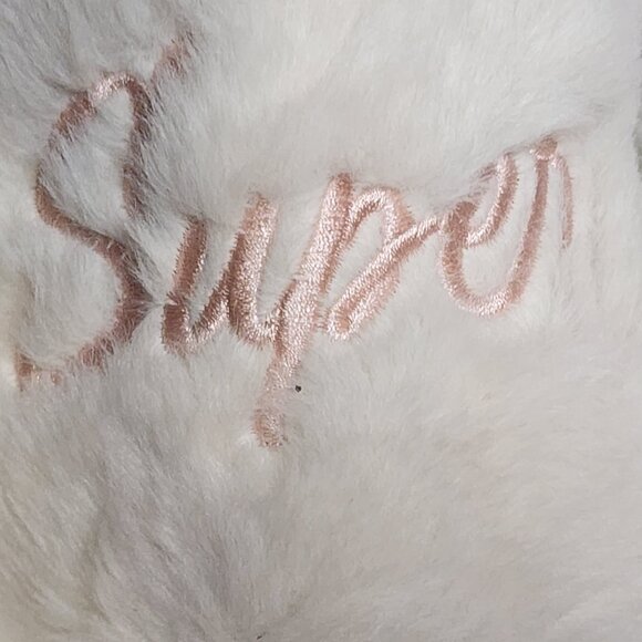 Dluxe by Dearfoams Cream Plush Rubber Soled Super Mom Memory Foam Slippers Sz S - Picture 3 of 16